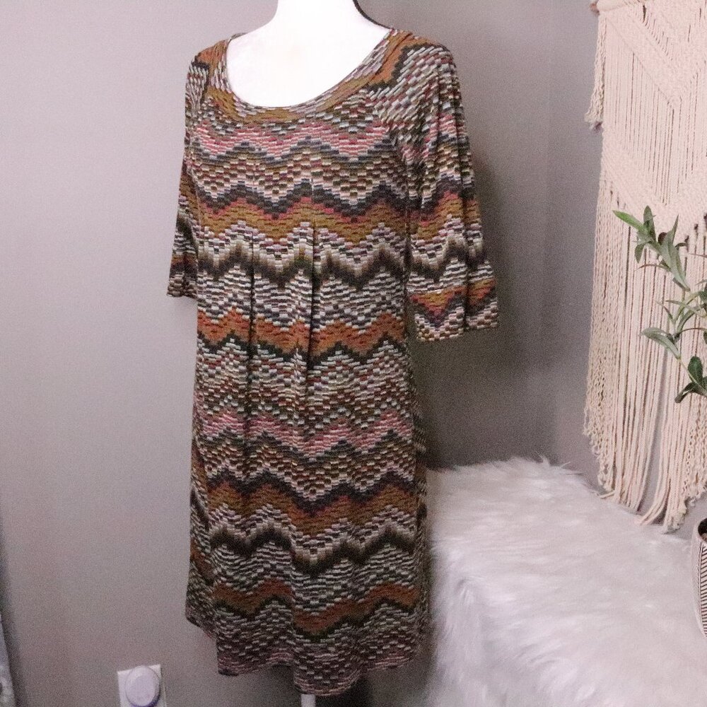 I.N. Studio | Knit Chevron Print Fit & Flare Dress 10P